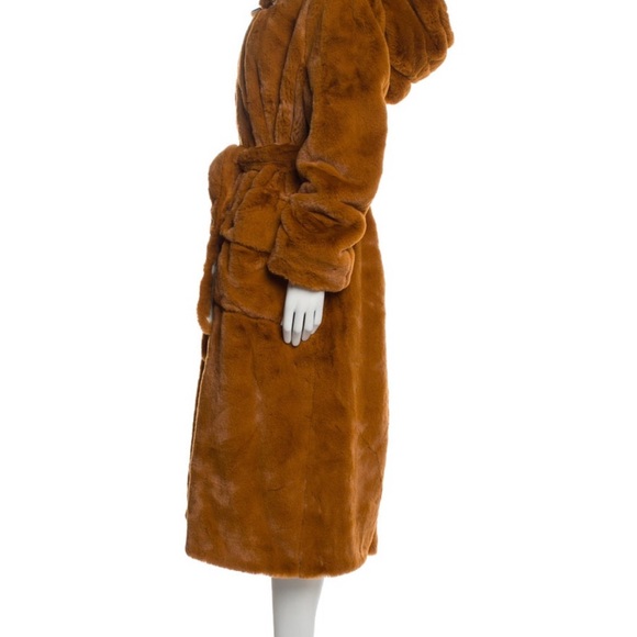 GOLDEN GOOSE Luxurious Brown Faux Fur Coat - Picture 5 of 6